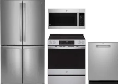 4 Piece Package Includes Refrigerator, Range, Microwave And Dishwasher